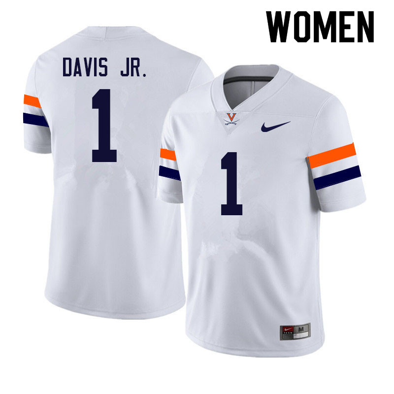 Women #1 Lavel Davis Jr. Virginia Cavaliers College Football Jerseys Sale-White - Click Image to Close